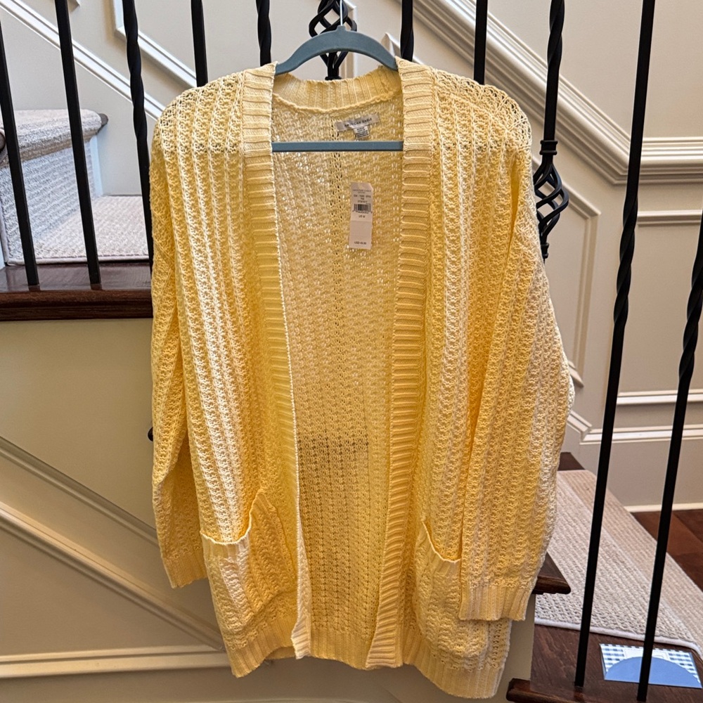 American Eagle Yellow Open-Front Knit Cardigan Size Medium